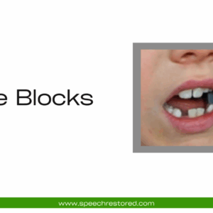 Child using dental bite block device.